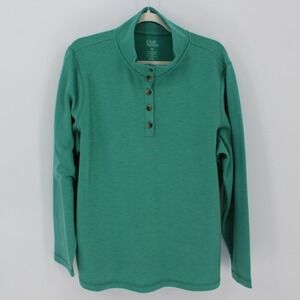 Croft & Barrow $45 XXL Green 3-Button Mock Neck 1/4 Button Sweatshirt Top NWOT
